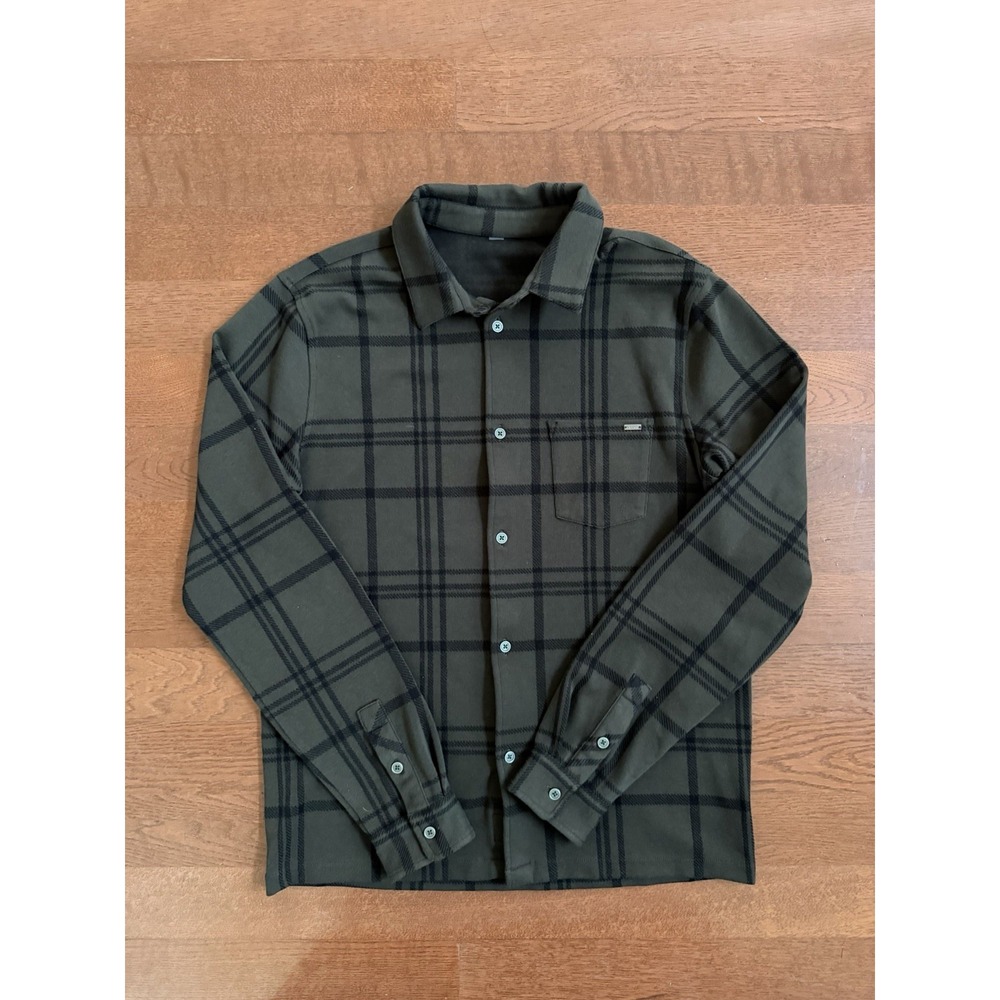 Vuori Seaview Flannel Shirt Men S Green Plaid Technical Performance Stretch
